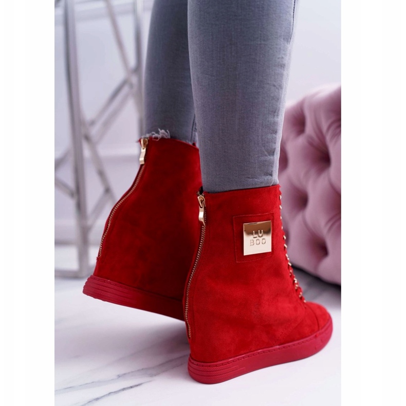 Zapatillas de Mujer Lu Boo con Cadenas Ante Rojo Monica 4