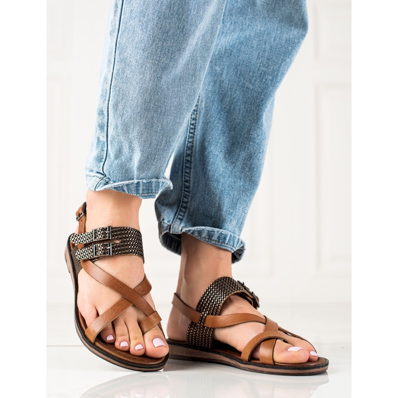 W. Potocki Sandalias de cuero con estilo Potocki marrón 2