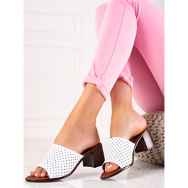 W. Potocki Pantuflas De Piel Con Tacón Potocki blanco 1 W. Potocki Pantuflas De Piel Con Tacón Potocki blanco 1