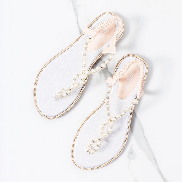 Sandalias beige con perlas Tana 1 Sandalias beige con perlas Tana 1
