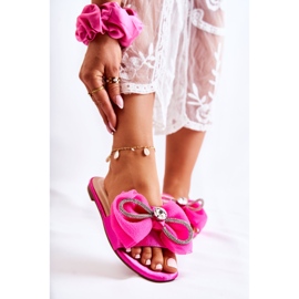 PS1 Pantuflas De Mujer Con Lazo Decorativo Fucsia Calerine rosa 1