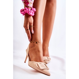PS1 Zapatos De Tacón Alto De Ante Con Punta Spitz Beige Emberly 1