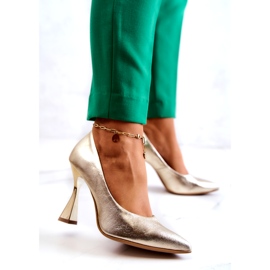 Bombas de cuero de moda Lewski Shoes 3181 Golden dorado 1