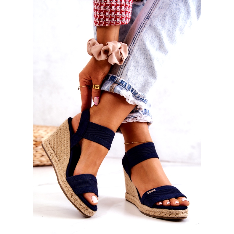 Sandalias Mujer Con Cuña Big Star JJ274977 Azul Marino 2