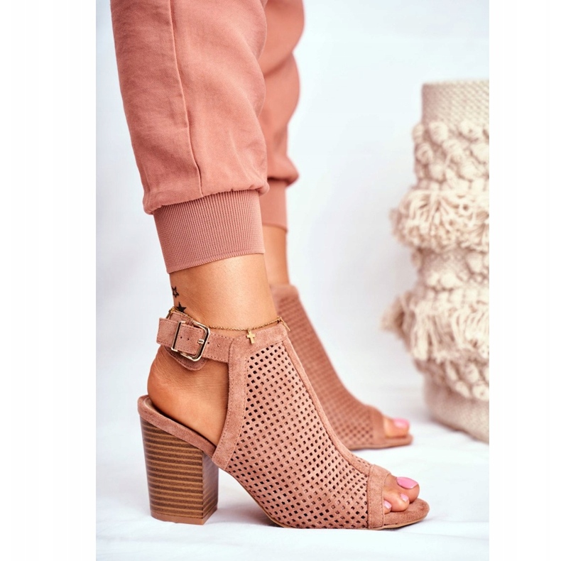 FB1 Botas de calado para mujer Peep Toe Pink Paradise marrón 3