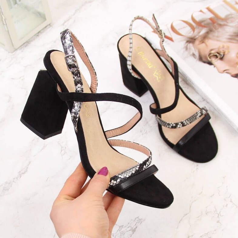 Sandalias negras de piel de serpiente S.Barski negro 1