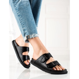 J. Star Chanclas casuales con velcro negro 2