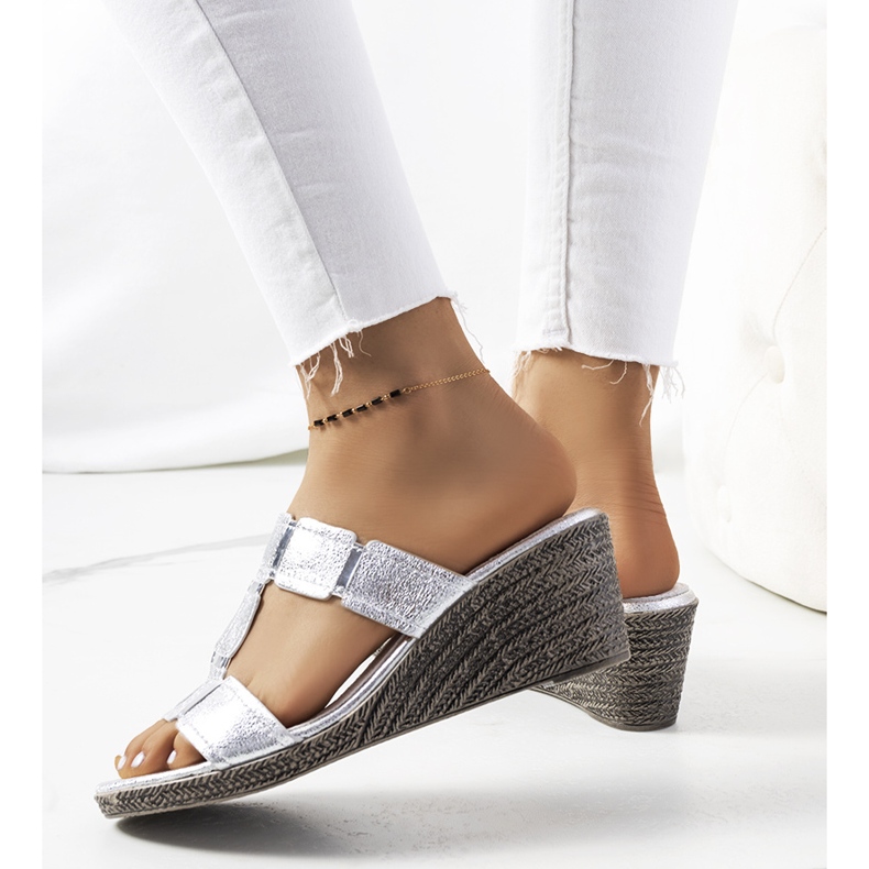 Zapatillas cuña Rosser plateadas plata 1 Zapatillas cuña Rosser plateadas plata 1