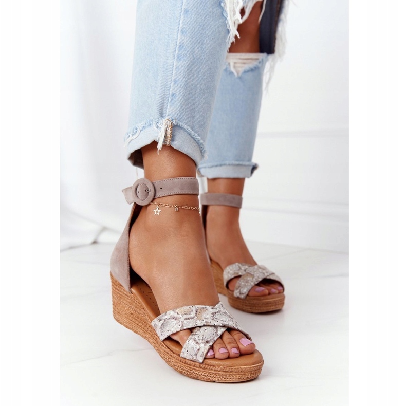 Sandalias Cuña Ante Maciejka 04565-04 Beige-Dorado 1