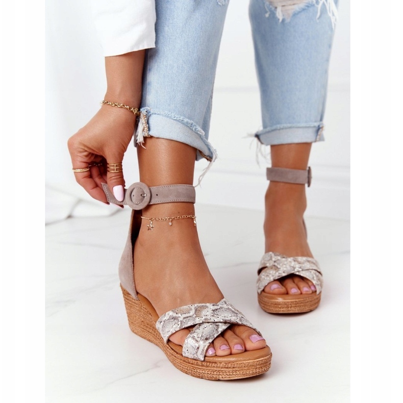 Sandalias Cuña Ante Maciejka 04565-04 Beige-Dorado 3