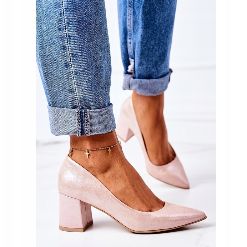 Zapatos De Salón De Satén Con Estampado Animal Lewski Shoes 2801 Rosa 2