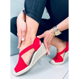 Alpargatas Sandalias cuña Dolor Rojo 4