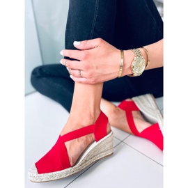 Alpargatas Sandalias cuña Dolor Rojo 3