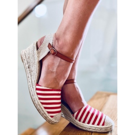 Alpargatas Irma Red rayas beige rojo 5