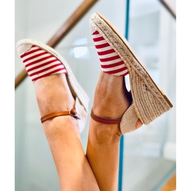 Alpargatas Irma Red rayas beige rojo 4