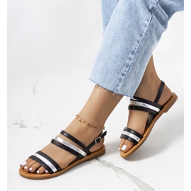 Sandalias Hibbins de mujer negras negro plata 1