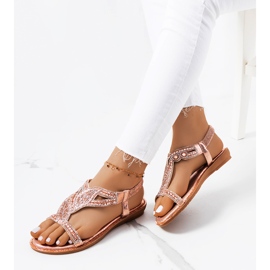 Sandalias Mikayla rosas metalizadas dorado 1