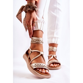 Sandalias De Cuero En La Plataforma Maciejka 05559-25 Dorado 1