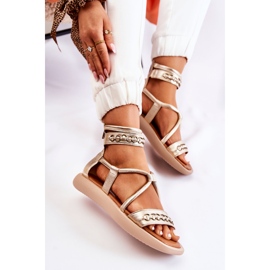 Sandalias De Cuero En La Plataforma Maciejka 05559-25 Dorado 5