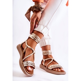 Sandalias De Cuero En La Plataforma Maciejka 05559-25 Dorado 2