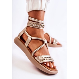Sandalias De Cuero En La Plataforma Maciejka 05559-25 Dorado 3