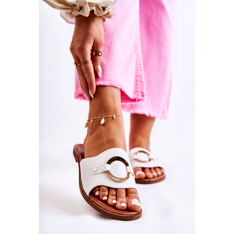 Vinceza Babucha Mujer Piel Adorno Marinell Blanco 1