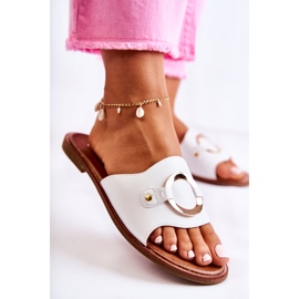 Vinceza Babucha Mujer Piel Adorno Marinell Blanco 4