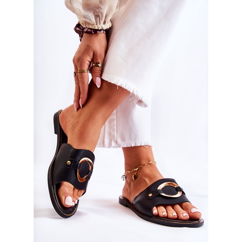 Vinceza Babucha Mujer Piel Adorno Marinell Negro 2