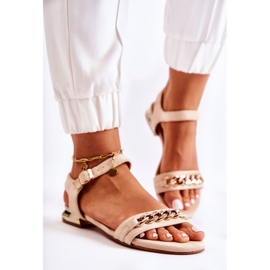 Vinceza Sandalias Mujer Ante Con Cadena Beige Norine dorado 3