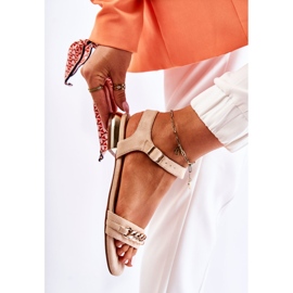 Vinceza Sandalias Mujer Ante Con Cadena Beige Norine dorado 5