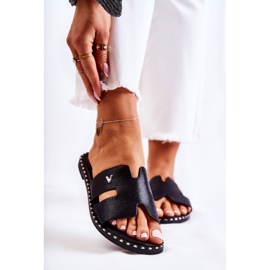 Vinceza Pantuflas De Mujer De Moda Con Emblema Miquel Negro 1