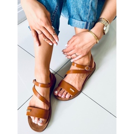 Sandalias mujer Leaf Camel marrón 3