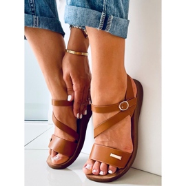 Sandalias mujer Leaf Camel marrón 5