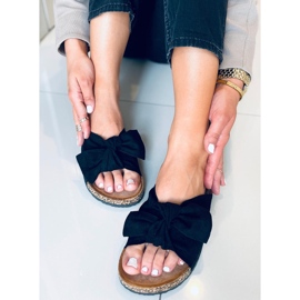 Zapatillas casa de corcho con lazo Negro Lila 2