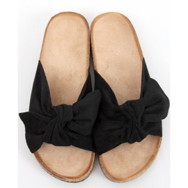 Zapatillas casa de corcho con lazo Negro Lila 3