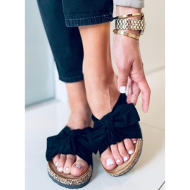 Zapatillas casa de corcho con lazo Negro Lila 5