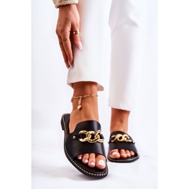 S.Barski Zapatillas Finess Negras De Moda Con Una Cadena En Un Tacón Plano negro 1 S.Barski Zapatillas Finess Negras De Moda Con Una Cadena En Un Tacón Plano negro 1
