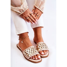 S.Barski Pantuflas De Mujer De Piel Con Tacón Plano Beige Hollis 5