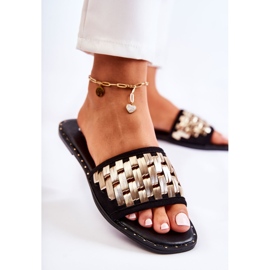 S.Barski Pantuflas De Mujer De Piel Con Tacón Plano Negro Hollis 3