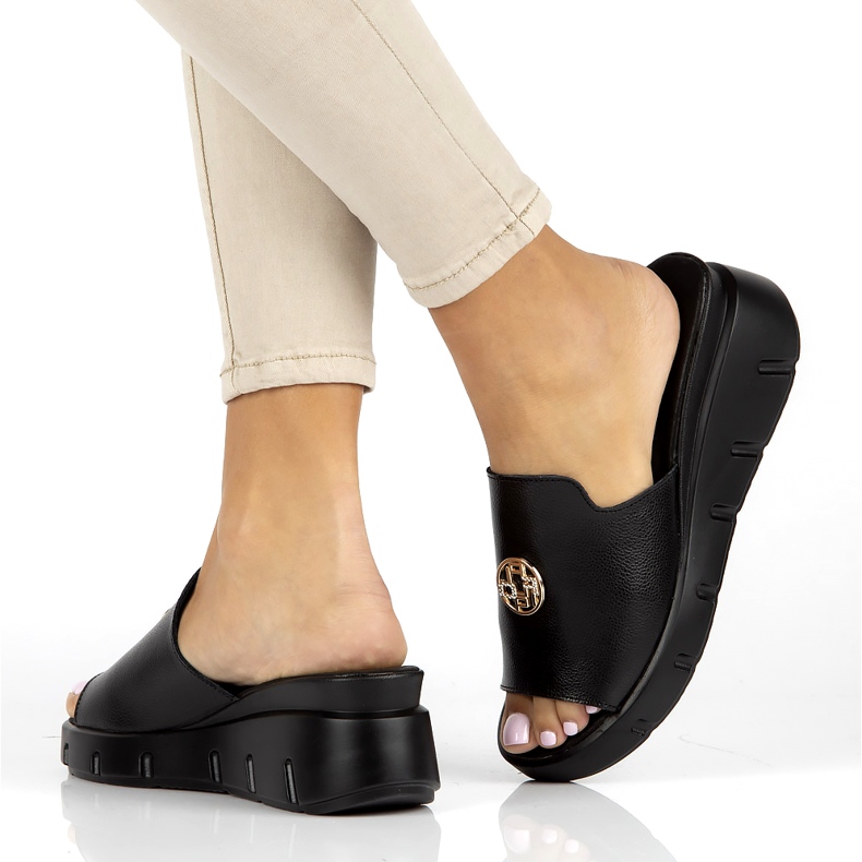 Zapatillas de piel Filippo DK3596/22 Bk negro 6