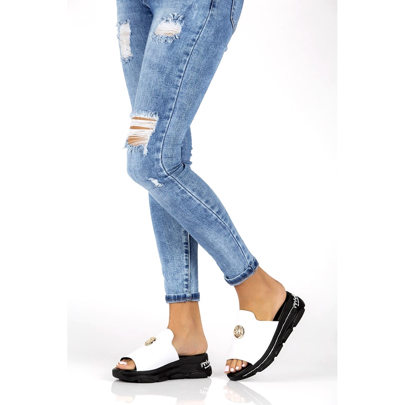 Zapatillas de cuero Filippo DK3872 / 22 Wh blanco 5