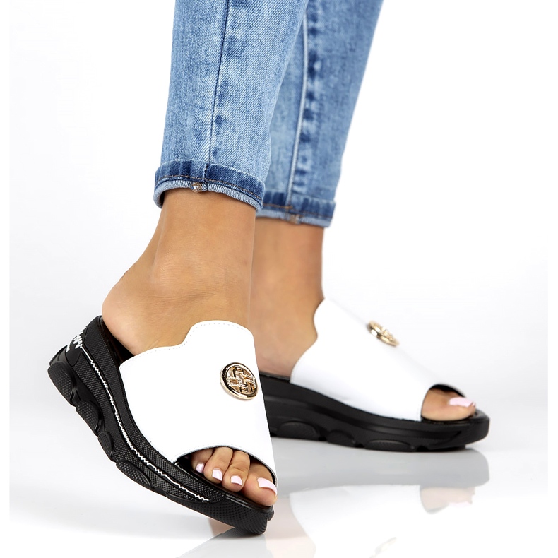 Zapatillas de cuero Filippo DK3872 / 22 Wh blanco 6