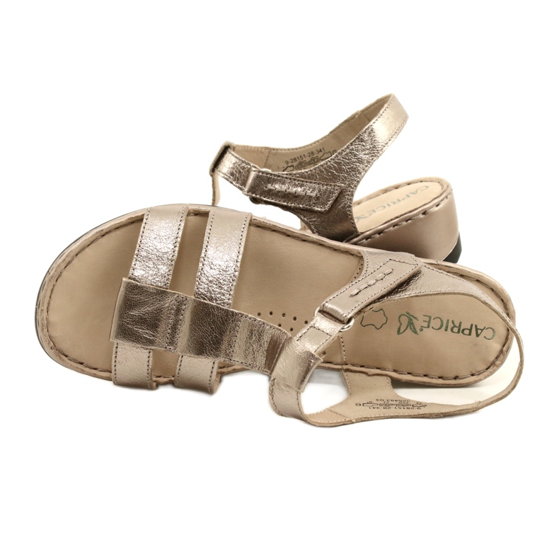 Sandalias confort piel Caprice 28152-28 341 Taupe Metalic dorado 6