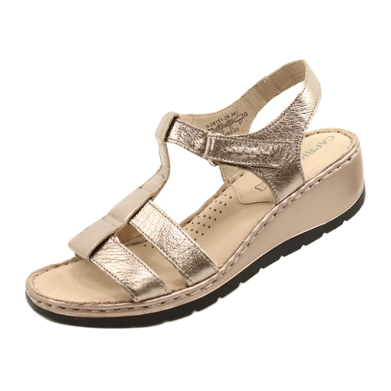 Sandalias confort piel Caprice 28152-28 341 Taupe Metalic dorado 5