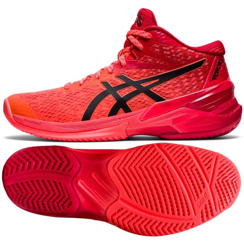 Zapatillas de voleibol Asics Sky Elite Ff Mt Tokyo W 1052A048 701 naranjas y rojos 1