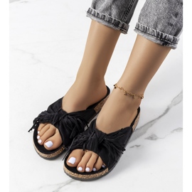 Pantuflas flecos Black Laderies negro 1