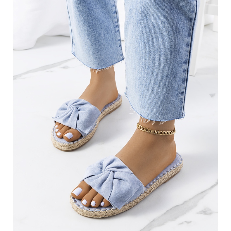 Pantuflas azules con lazo Krina 1 Pantuflas azules con lazo Krina 1