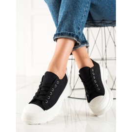 TRENDI Zapatillas negras en la plataforma negro 2