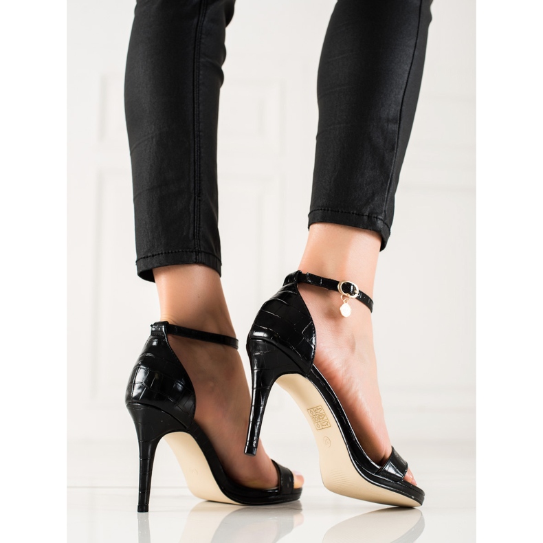 Goodin Elegantes sandalias negras de tacón alto negro 1