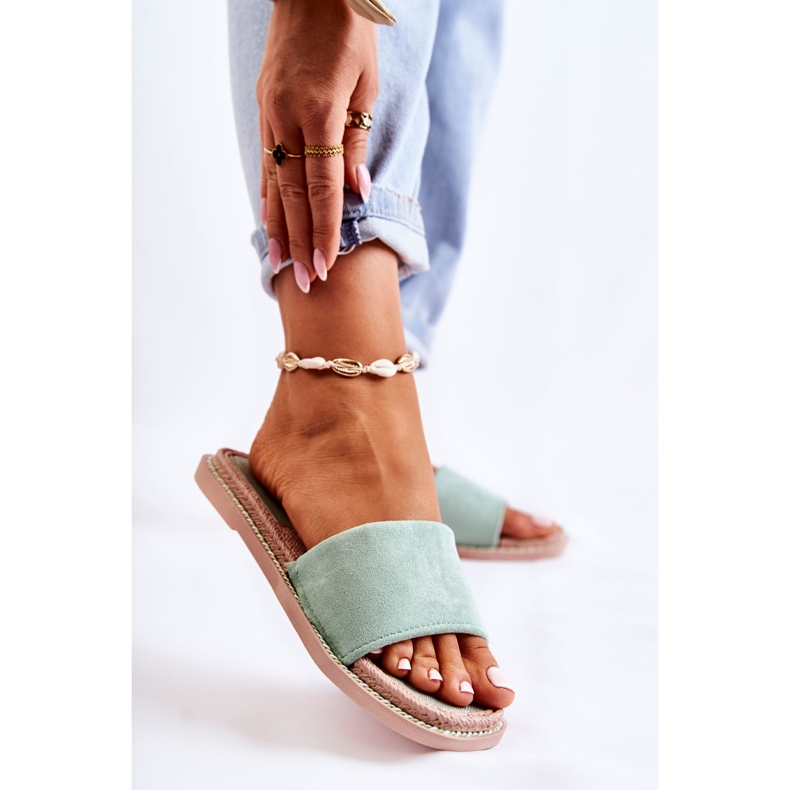 FJ1 Pantuflas Mujer Ante Verde Atardecer 1 FJ1 Pantuflas Mujer Ante Verde Atardecer 1